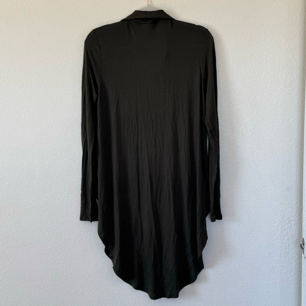 Flamingo Urban Olive Green Tunic Top Blouse High Low Hi Low Army Knit Size M - Picture 3 of 10